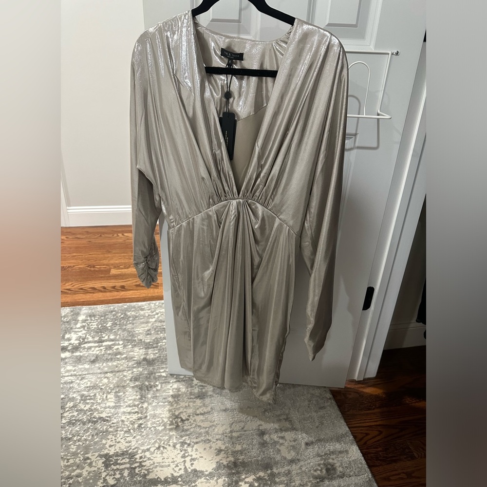 NWT Rag & bone silver metallic dress